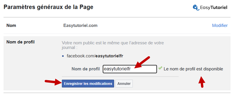 changer nom de profil url utilisateur page facebook
