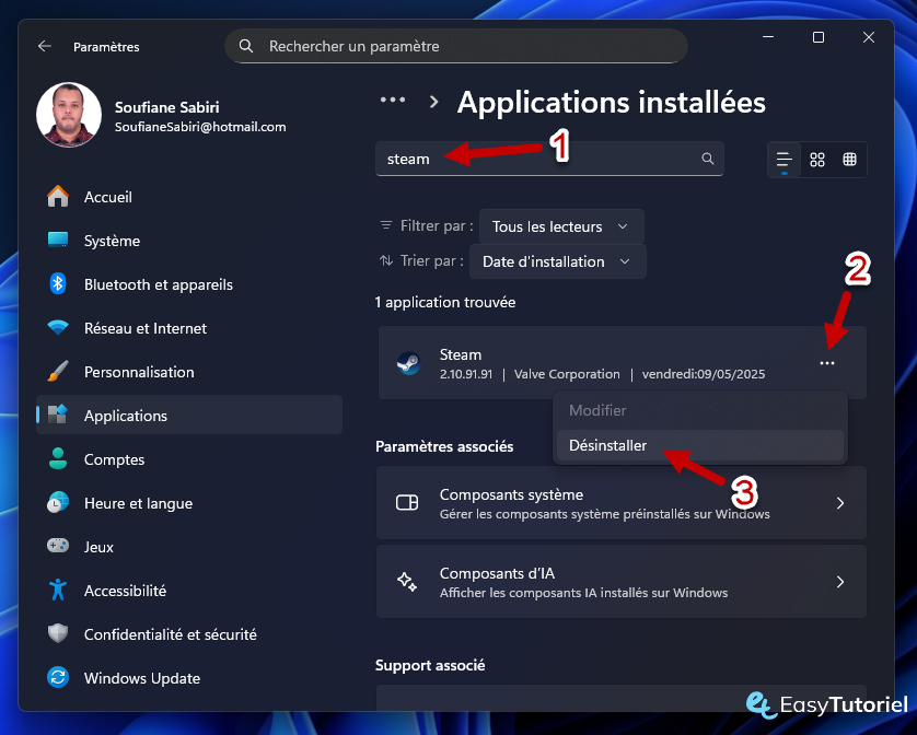 desinstaller reinstaller steam