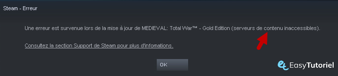 erreur steam serveurs de contenu inaccessibles