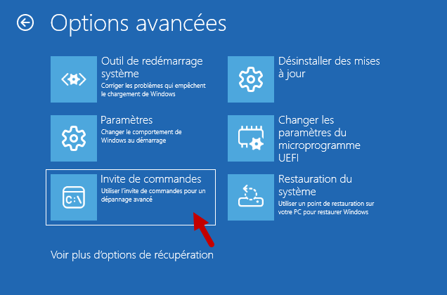 invite de commandes options avancees
