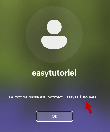 mot de passe oublie compte local