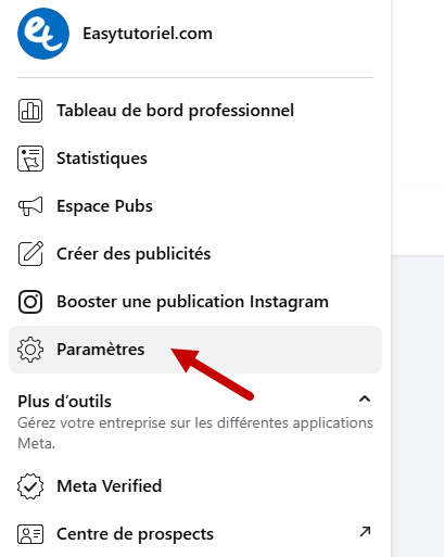 parametres page facebook