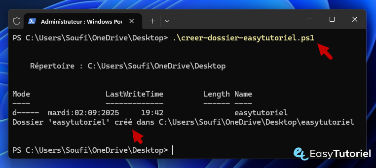 script powershell fonctionne