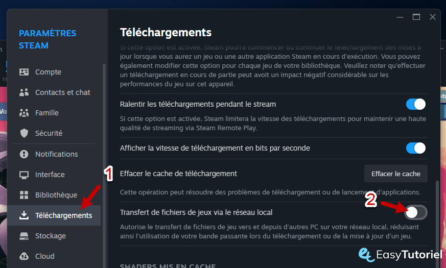 transfert fichiers jeux reseau local desactiver