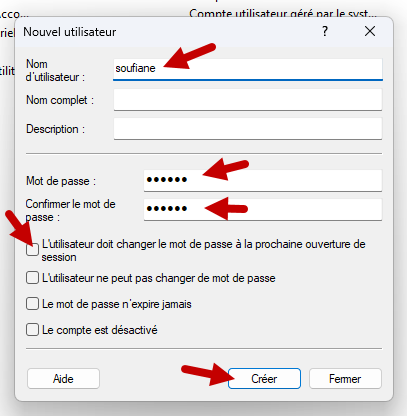 utilisateur mot de passe