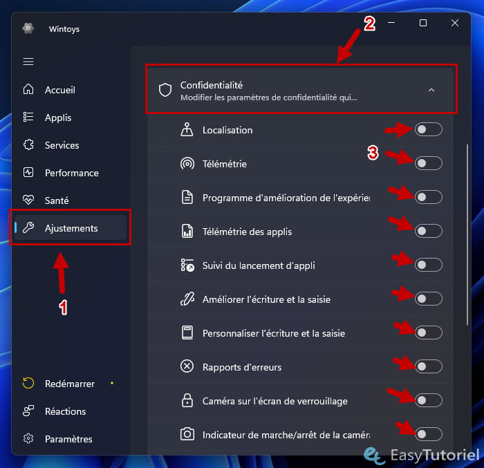 desactiver telemetrie wintoys