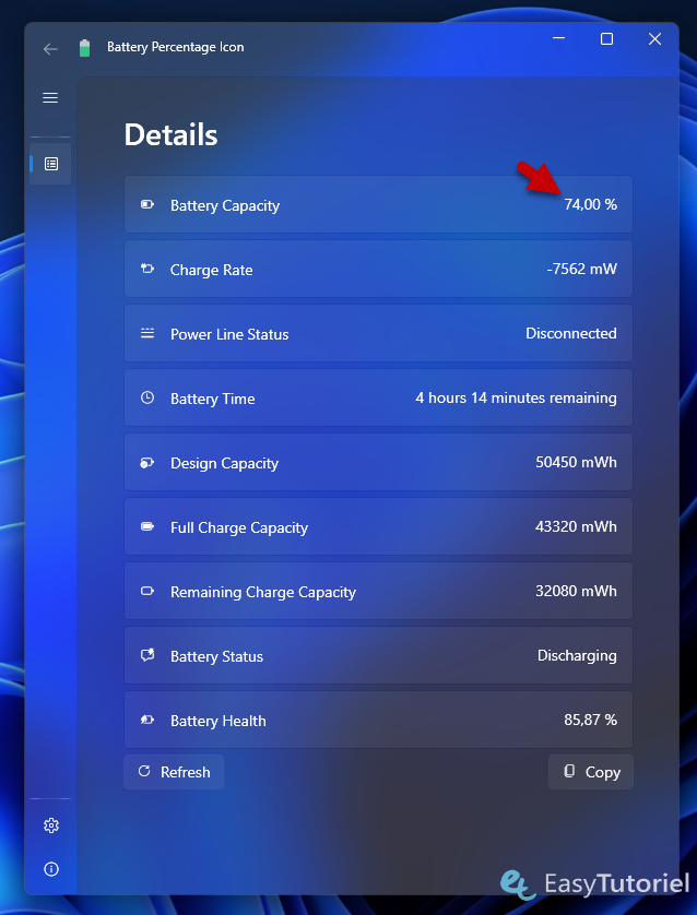 battery percentage icon thinkpad