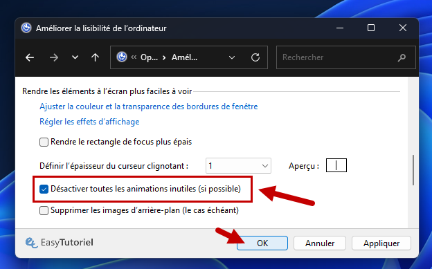 desactiver toutes les animations inutiles