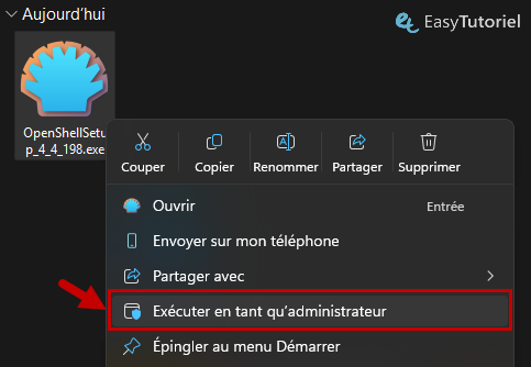 executer openshellsetup en tant qu administrateur